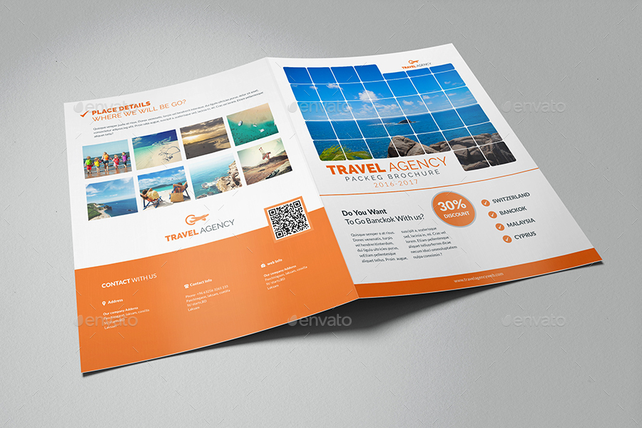 Travel Agency Bifold Brochure Template by AlMamun GraphicRiver